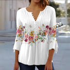 Women's Floral Print Medium Sleeve Blouse