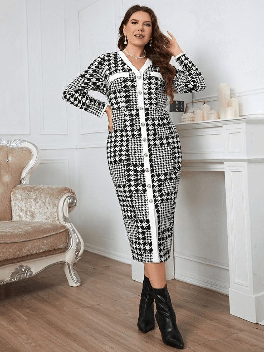 Women's Vintage Plus Size Midi Dress