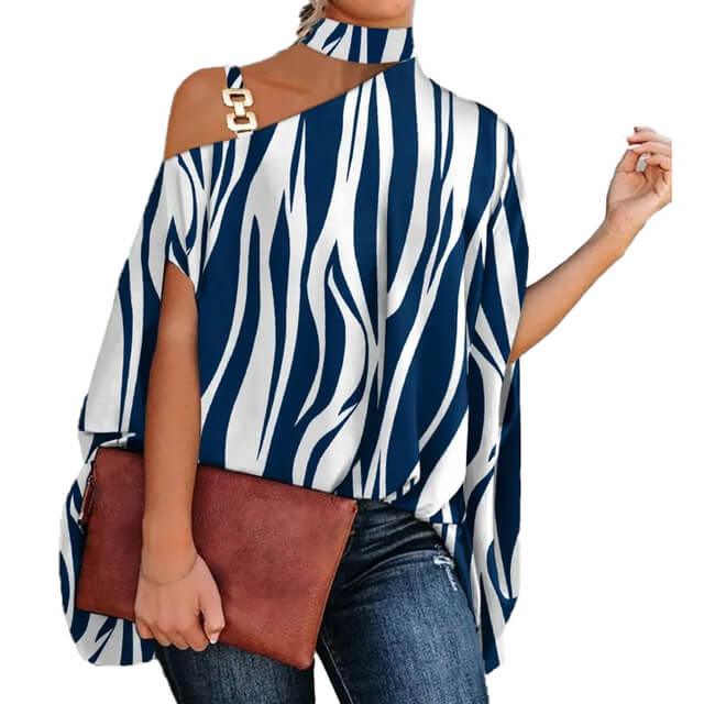 Brenda Women's High Neck Cold Shoulder Blouse