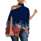 Brenda Women's High Neck Cold Shoulder Blouse