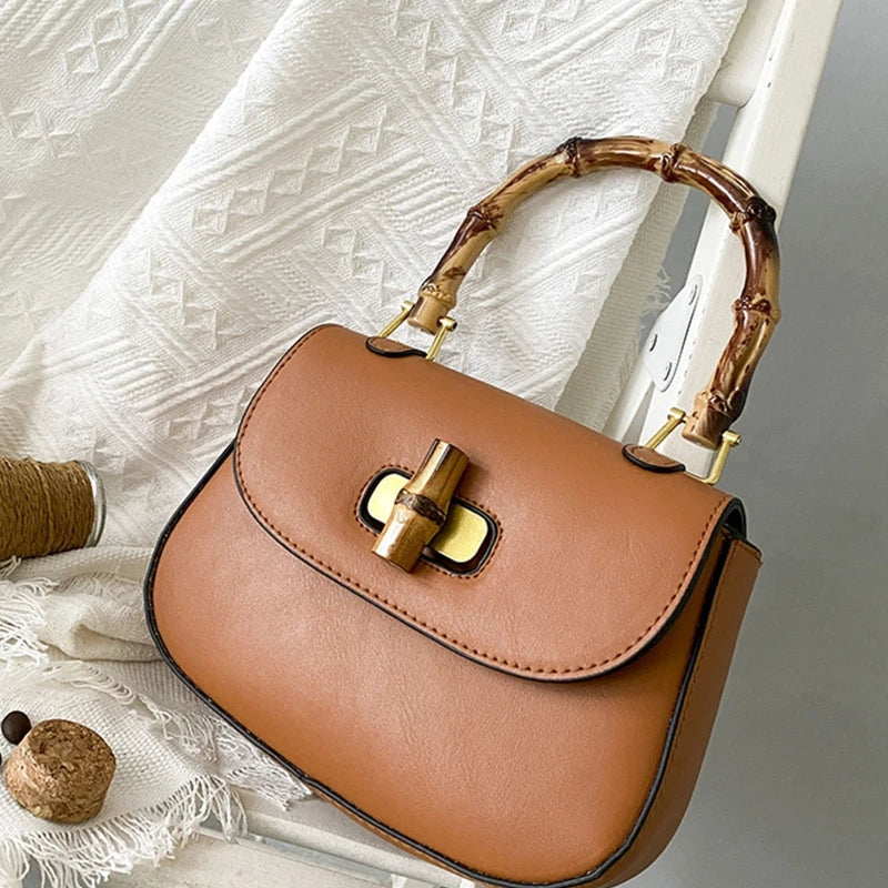 Women's Handbag with Bamboo Handle