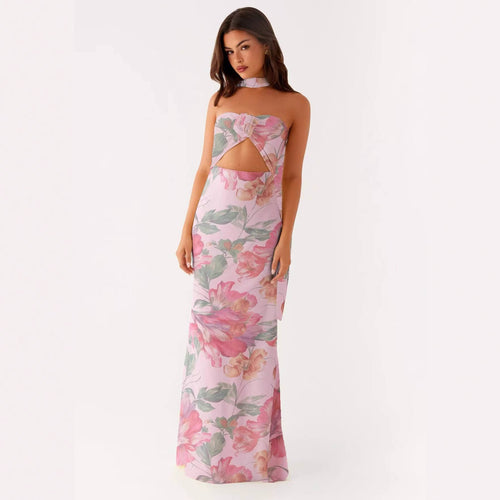 Floral Cut Out Backless Summer Dress