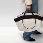 Women's Handbag with Bamboo Handle and Toiletry Bag