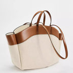 Women's Handbag with Bamboo Handle and Toiletry Bag