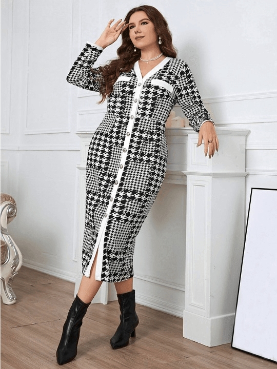 Women's Vintage Plus Size Midi Dress