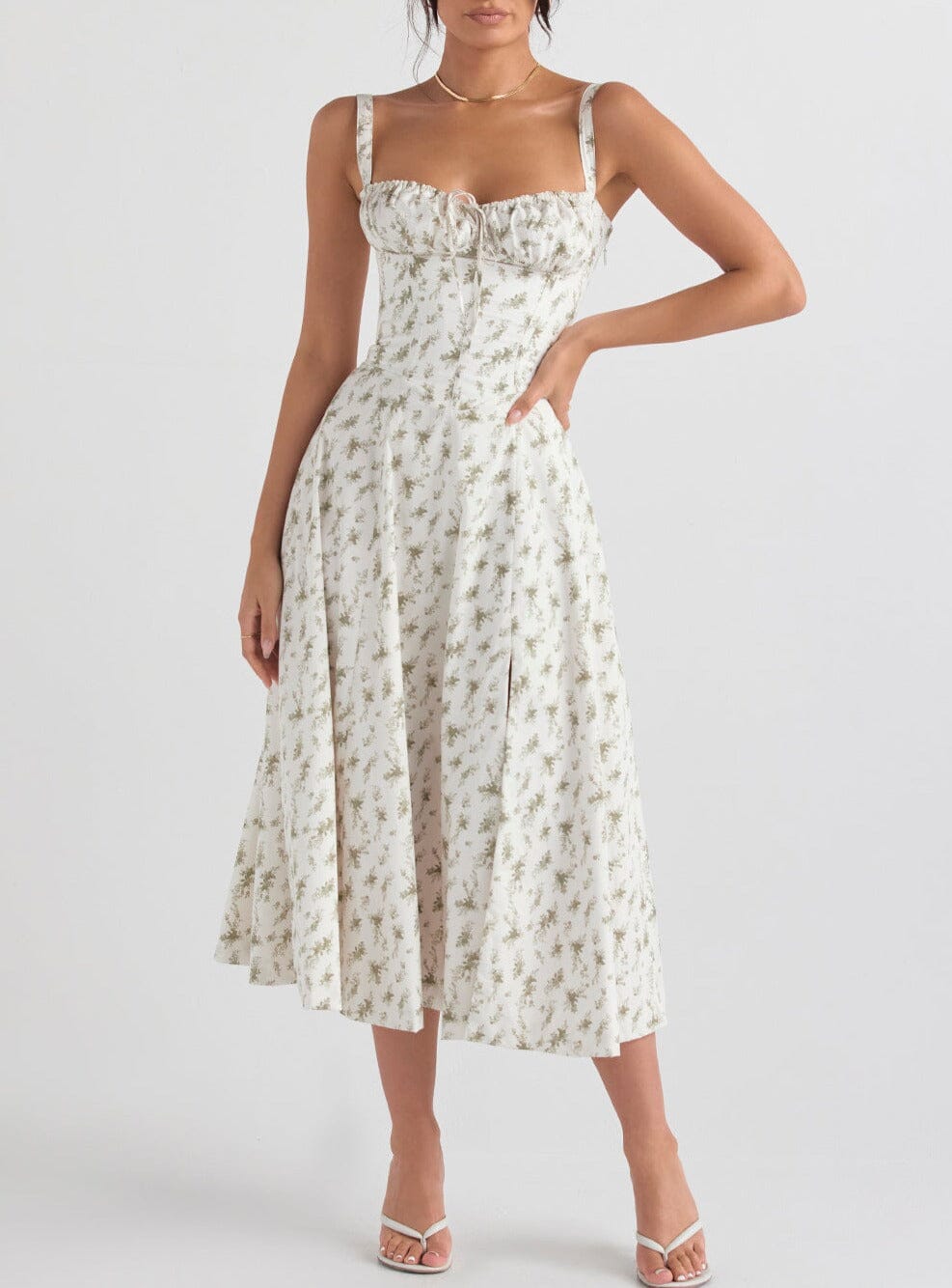 Floral Midi Dress with Side Slit