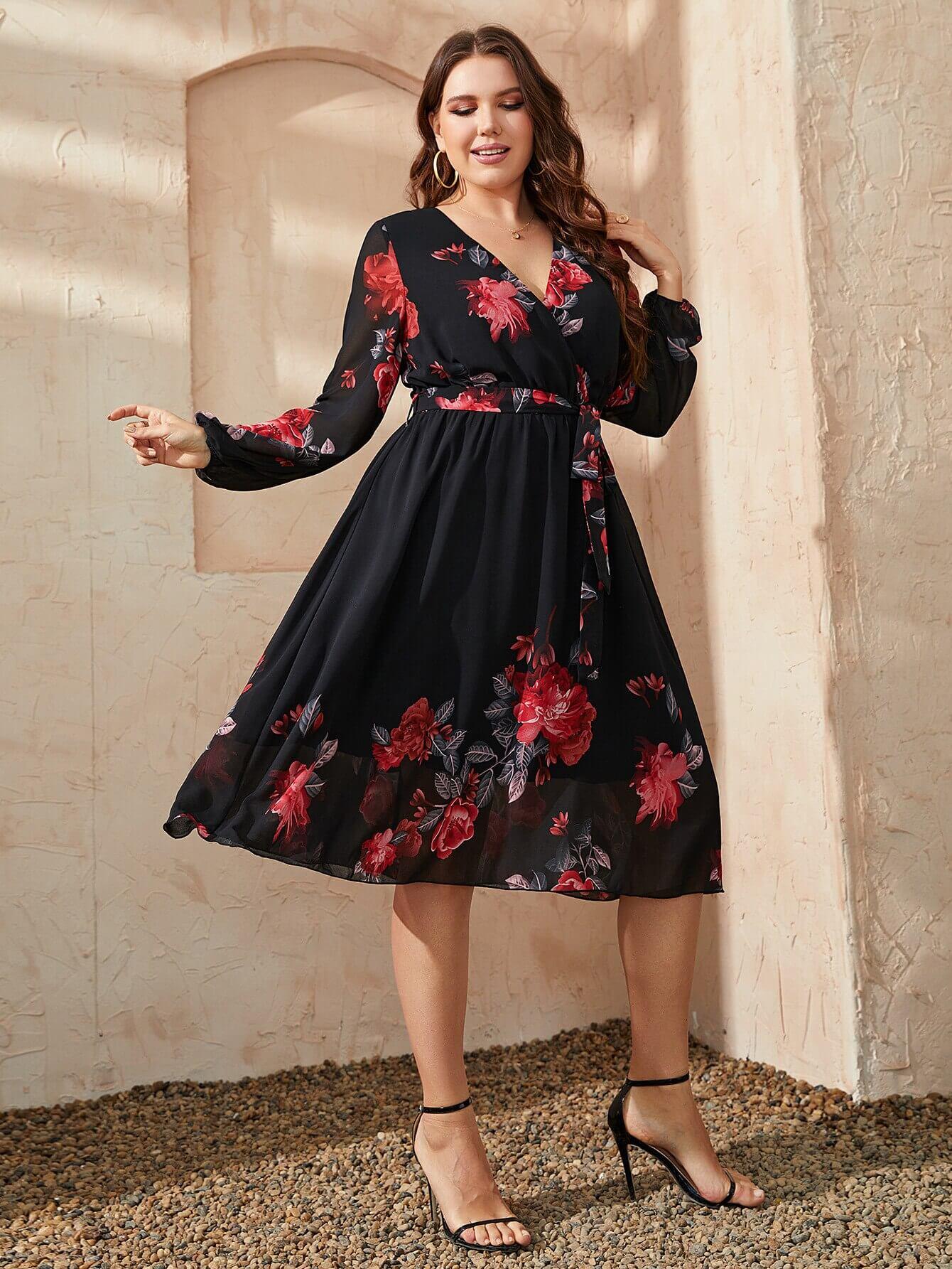 Venise Women's Wrap Plus Size Dress