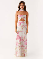 Floral Cut Out Backless Summer Dress