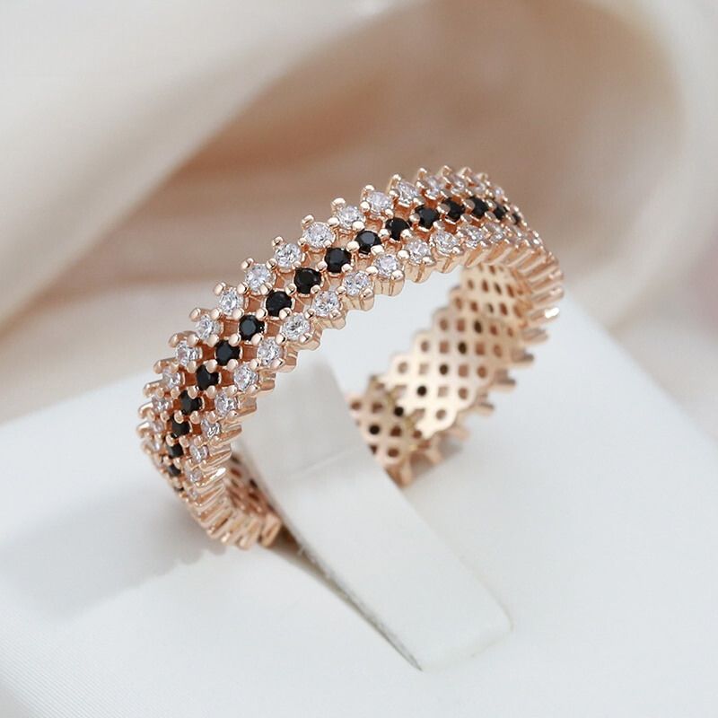Women's Delicate Rose Gold Ring with Zirconias