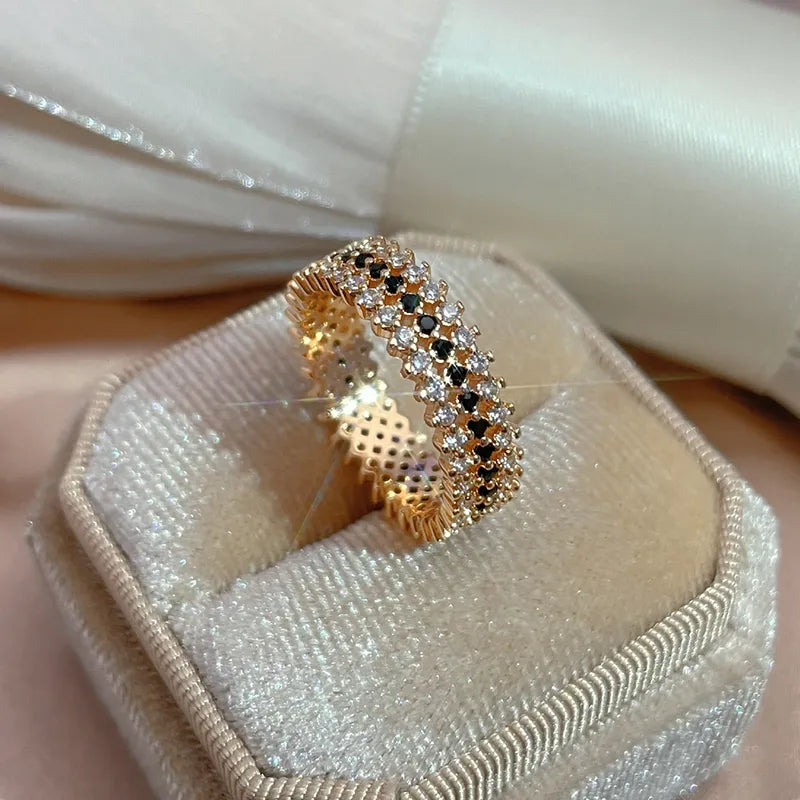 Women's Delicate Rose Gold Ring with Zirconias