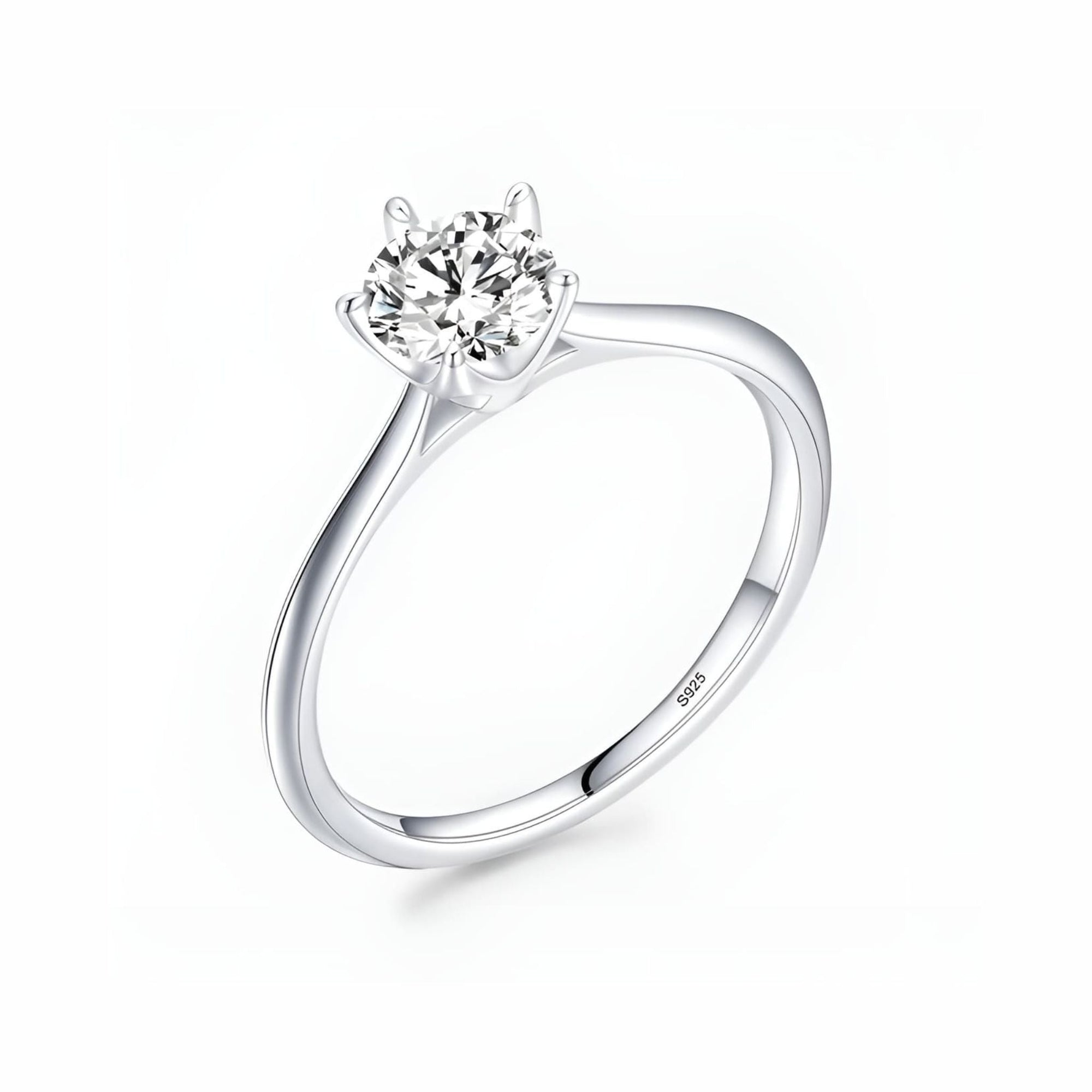Women's 925 Sterling Silver Solitaire Ring with Zirconia