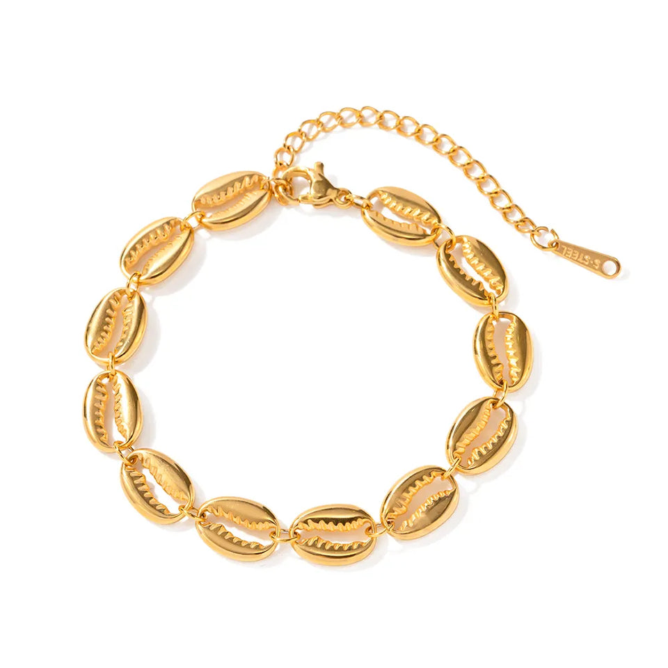 Women's Shell Bracelet in 18K Gold Plated Stainless Steel