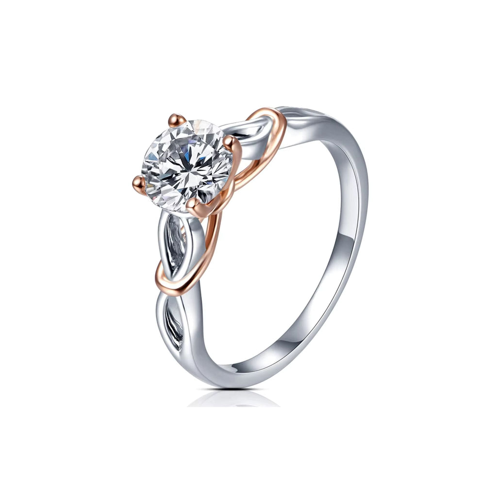 Women's 925 Sterling Silver Rose Gold Plated Solitaire Ring