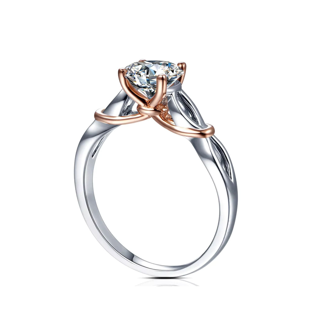 Women's 925 Sterling Silver Rose Gold Plated Solitaire Ring