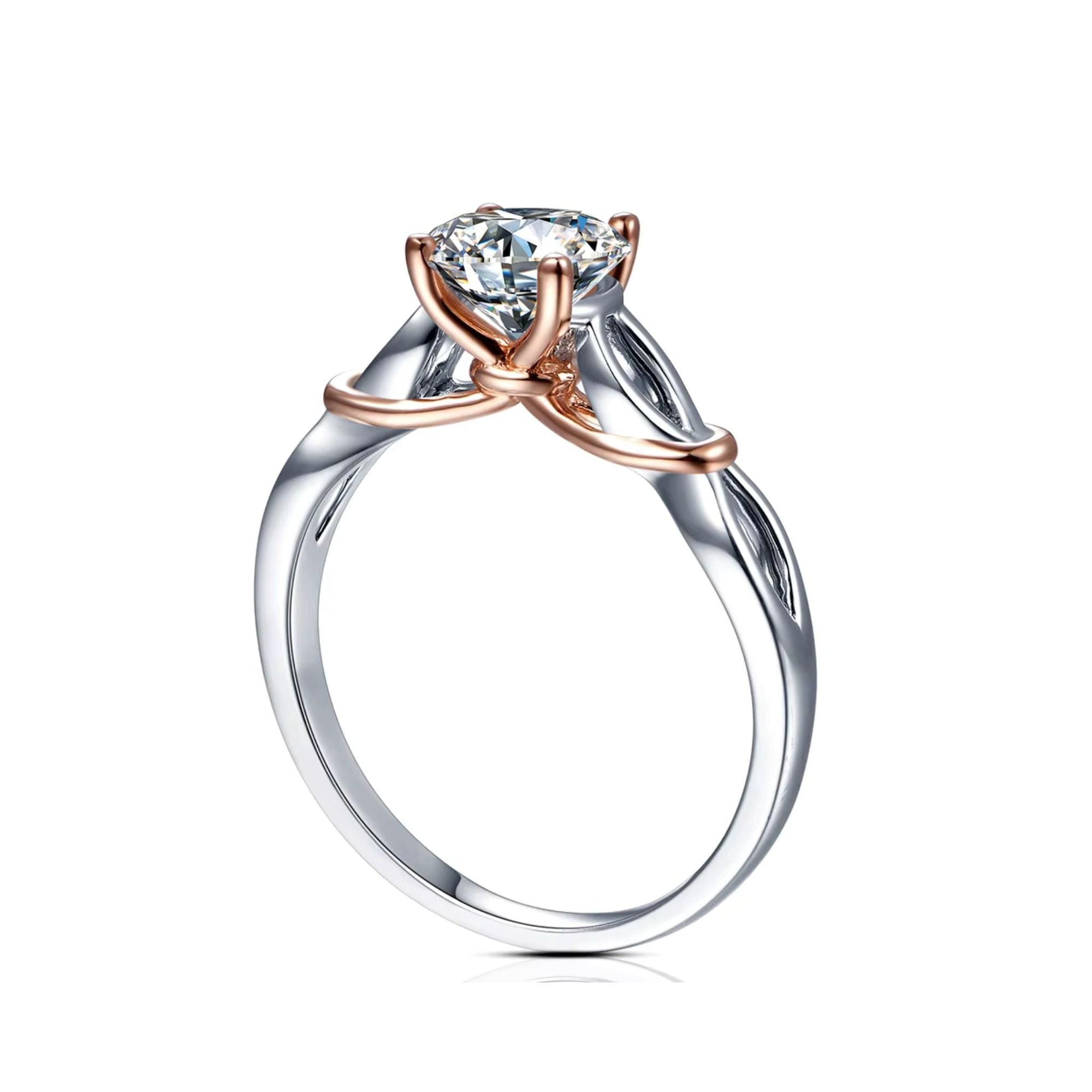 Women's 925 Sterling Silver Rose Gold Plated Solitaire Ring