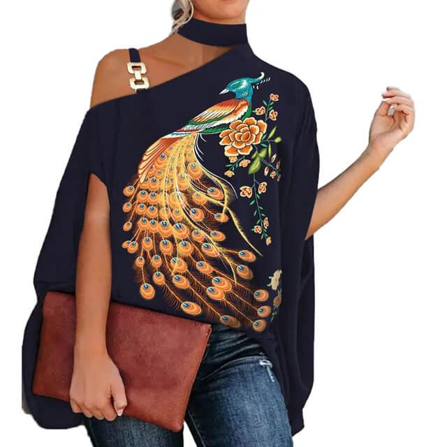 Brenda Women's High Neck Cold Shoulder Blouse