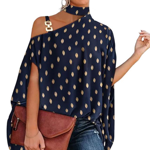 Brenda Women's High Neck Cold Shoulder Blouse