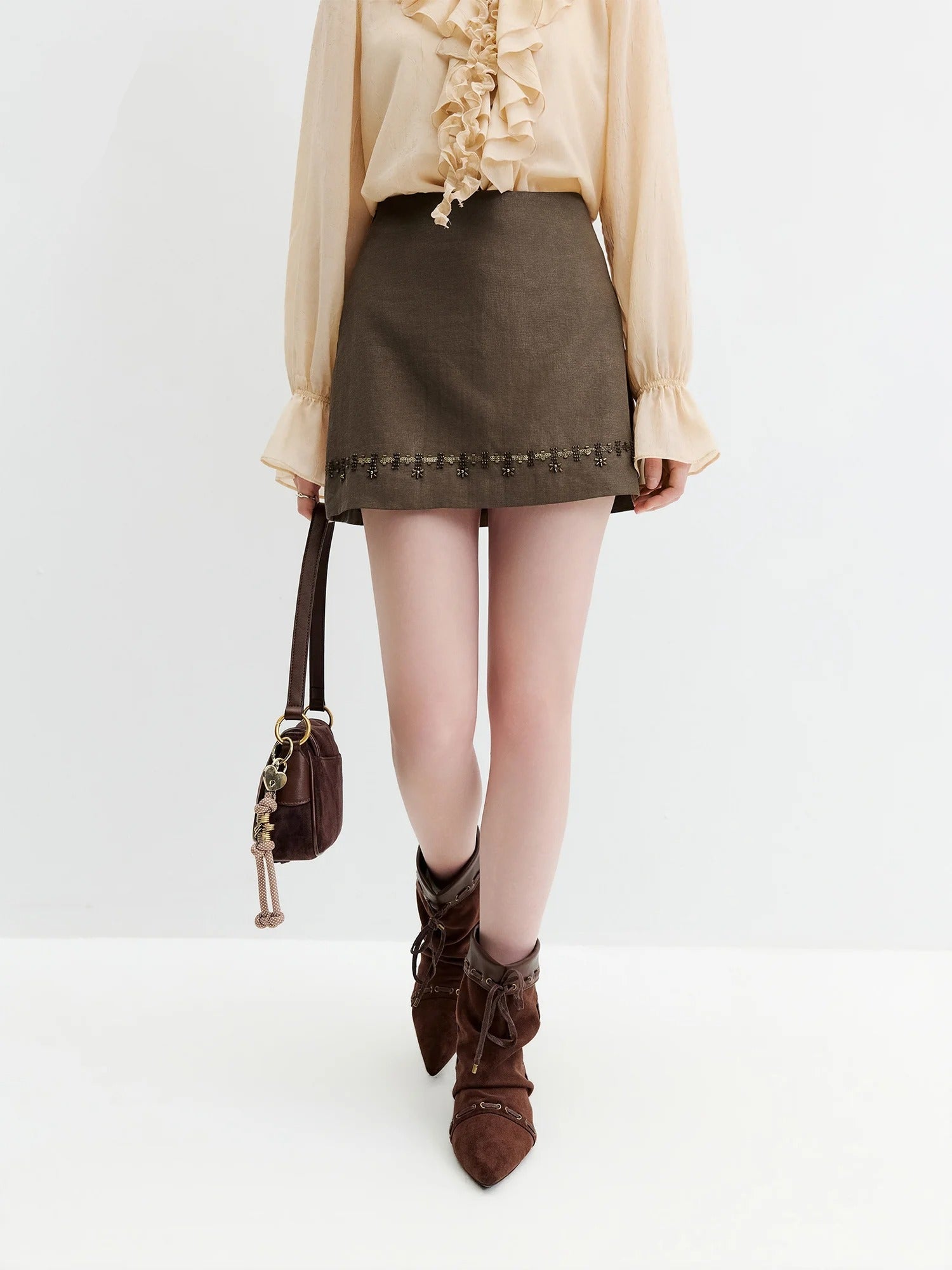 Beaded A-Line Mini Skirt