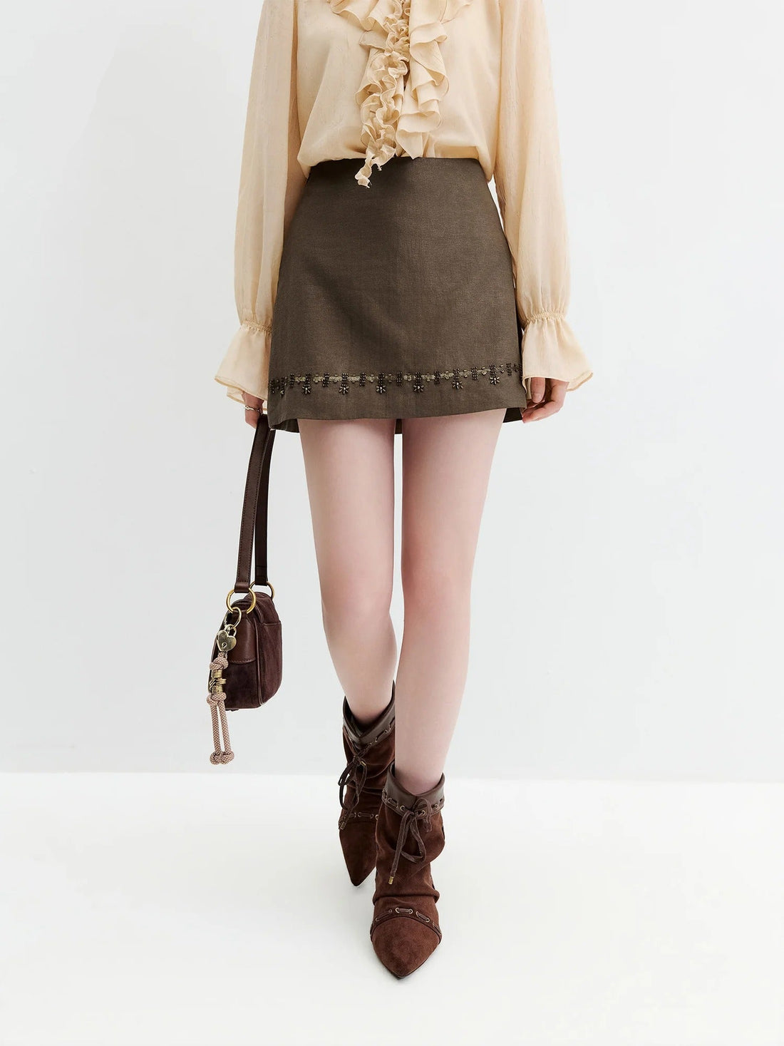 Beaded A-Line Mini Skirt