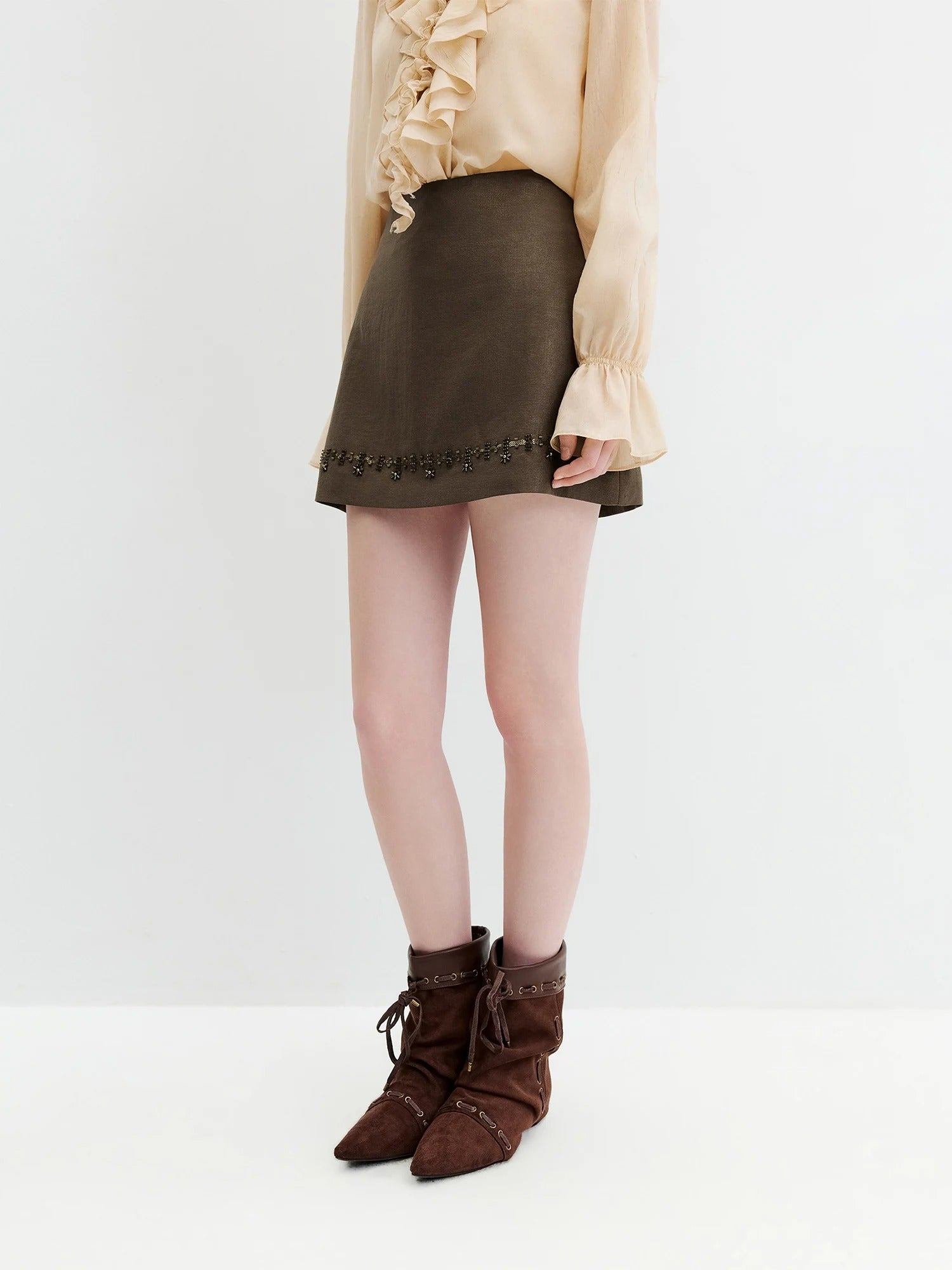 Beaded A-Line Mini Skirt