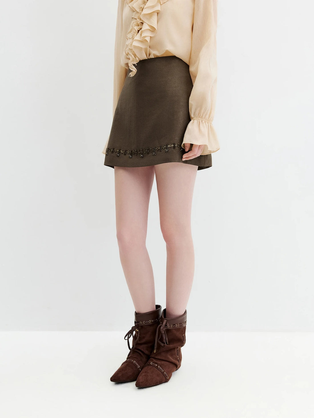 Beaded A-Line Mini Skirt