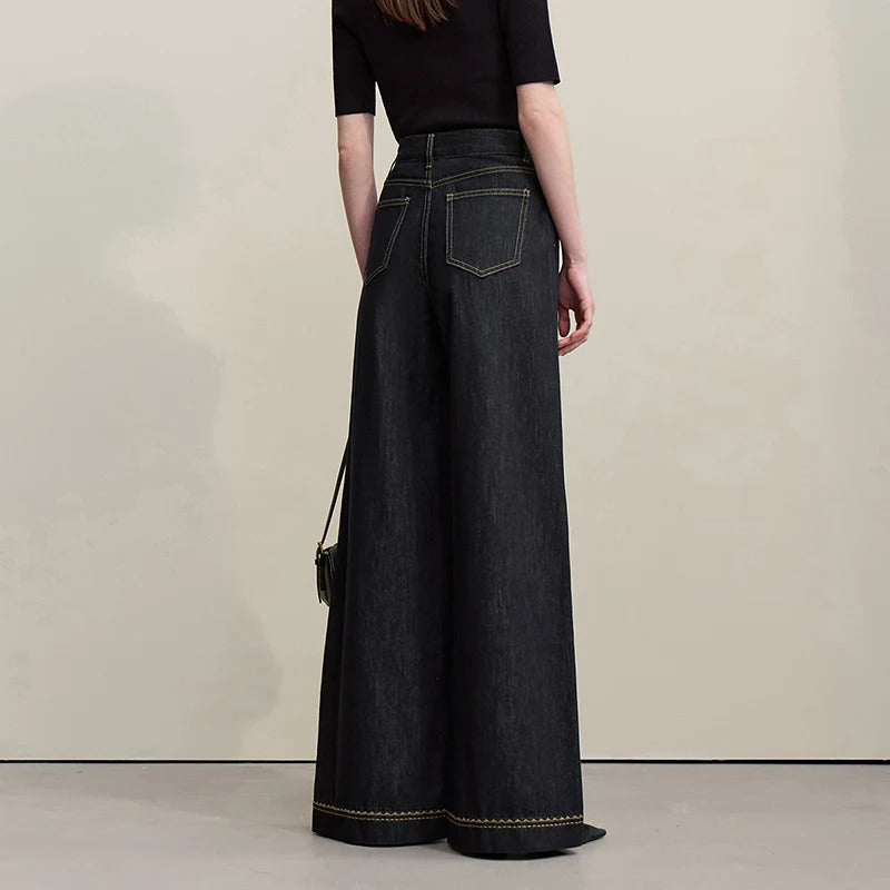 Embroidered Wide-Leg Jeans