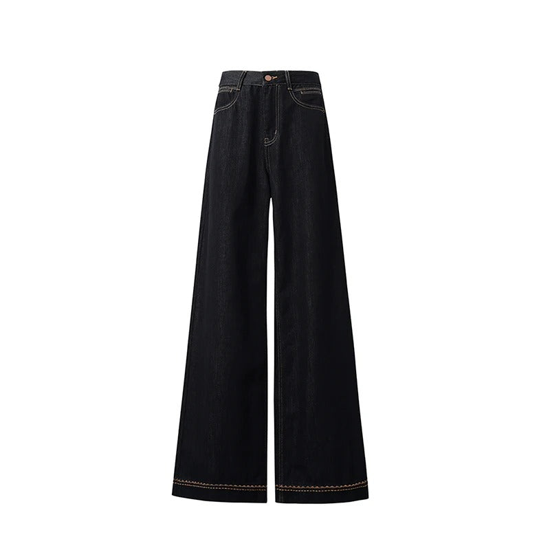 Embroidered Wide-Leg Jeans